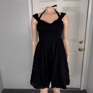 Hell Bunny Vixen Women's Dress Medium Cotton Goth Punk Polka dot Pinup L11
